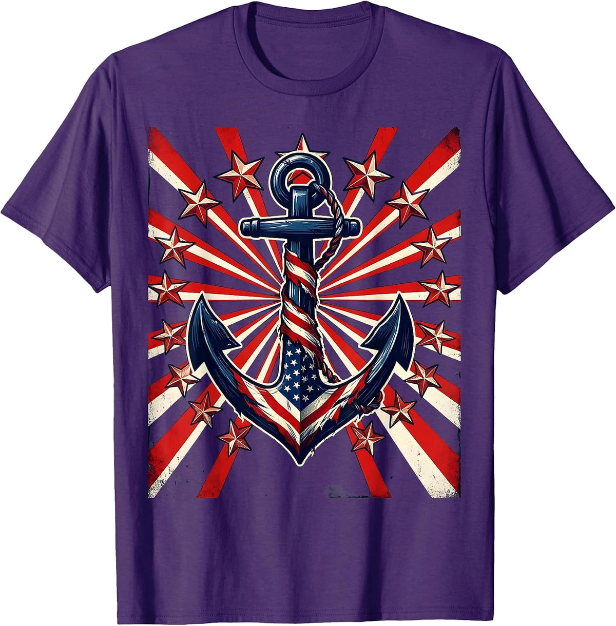 Men's Anchor Sinking Into the Deep Ocean Graphic T-Shirt - Purple