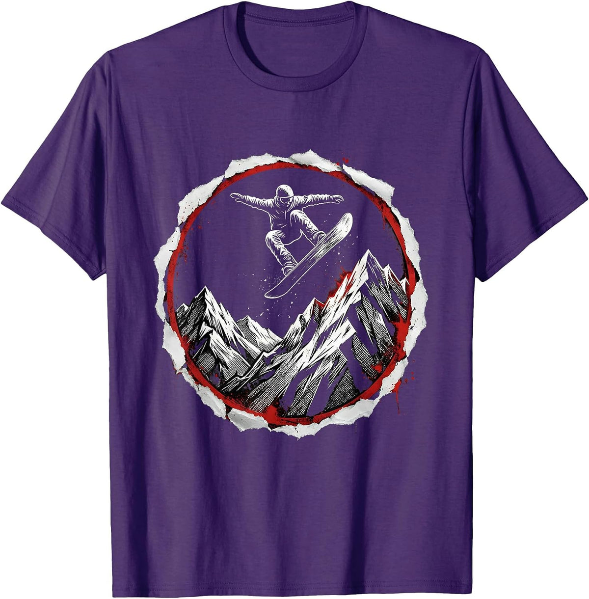 Men's Snowboarder Mountain Ridge Launch Graphic T-Shirt - Purple