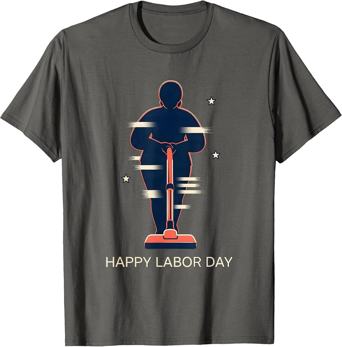 Men's Happy Labor Day Patriotic Woman Messy Bun Humor Graphic T-Shirt - Asphalt Grey