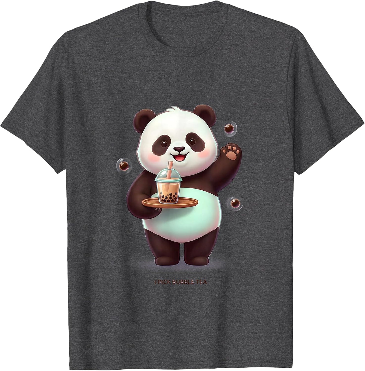 I Pick Bubble Tea Cute Kawaii Panda Boba Tea Lover Gift T-Shirt - Dark Heather Grey
