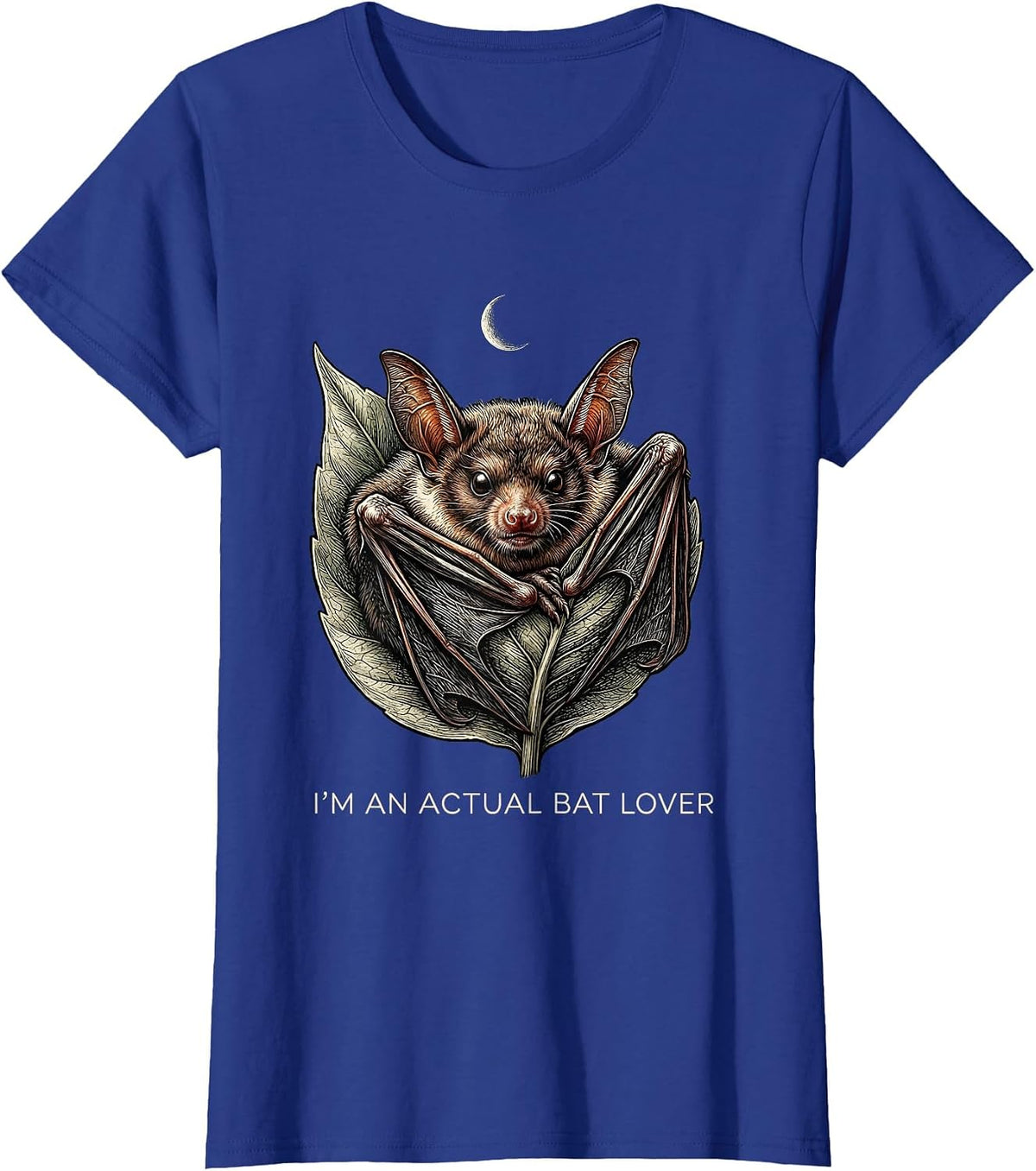 Women's I'm An Actual Bat Lover Vintage Bat Lover Halloween Humor T-Shirt - Royal Blue