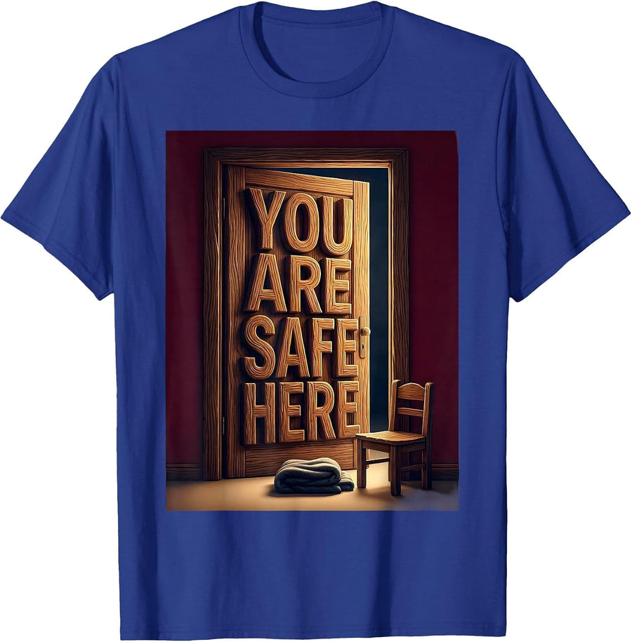 You Are Safe Here Supportive Counseling Mental Health T-Shirt - Royal Blue