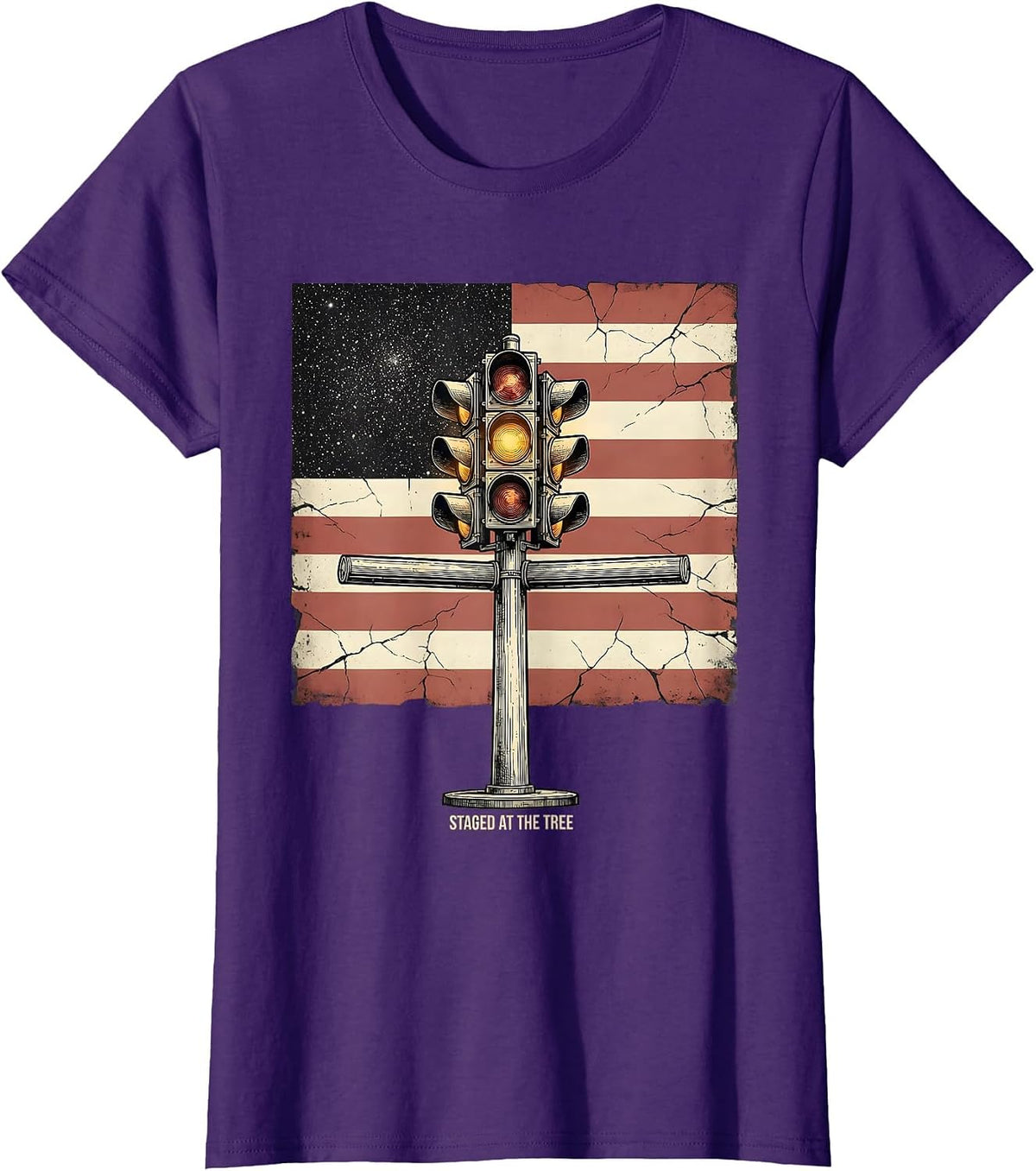 Women's Staged At The Tree Patriotic Drag Racing RC Car Hobbyist T-Shirt - Purple