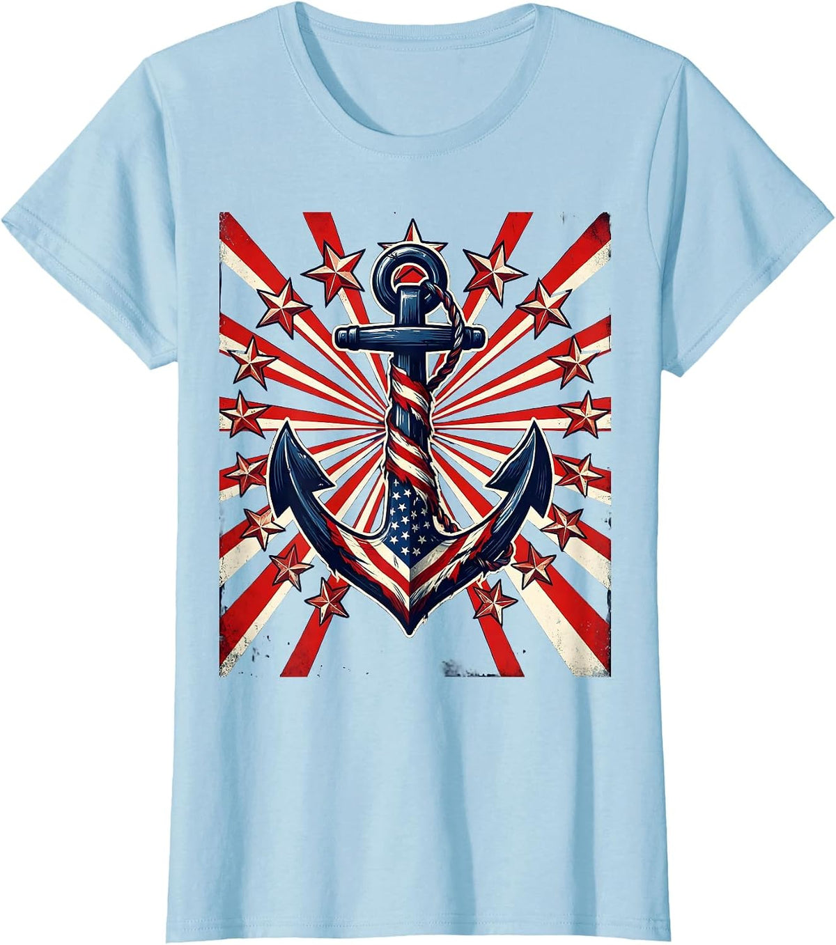 Women's Anchor Sinking Into the Deep Ocean Graphic T-Shirt - Baby Blue