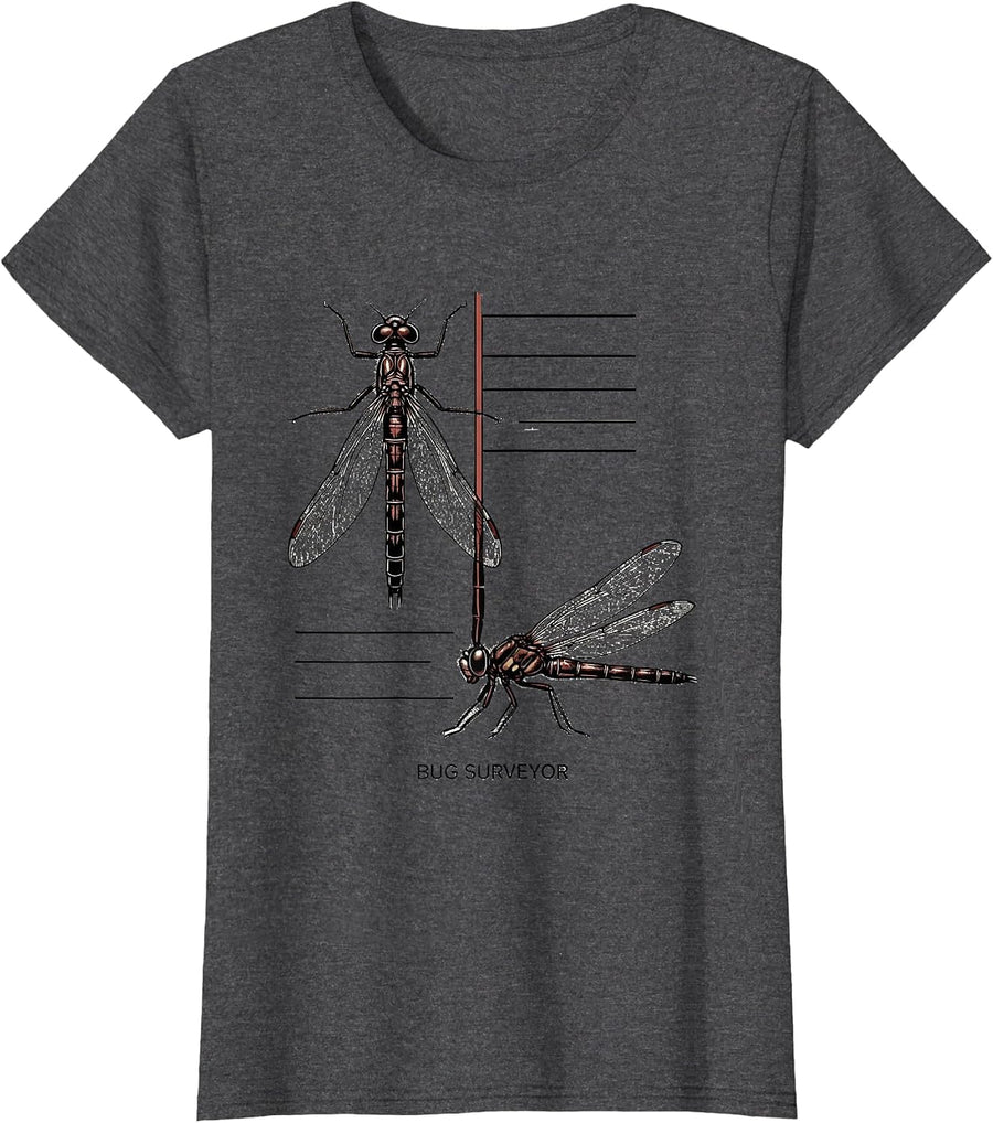 Women's Bug Surveyor Minimalist Entomology Bug Collector Species T-Shirt - Dark Heather Grey