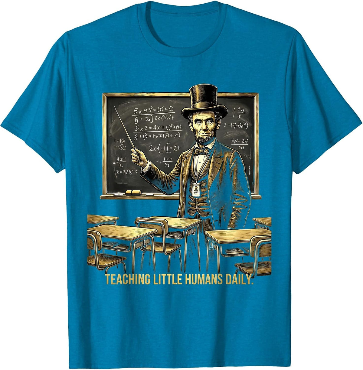 Teaching Little Humans Daily Third Grade Teacher T-Shirt - Sapphire Blue