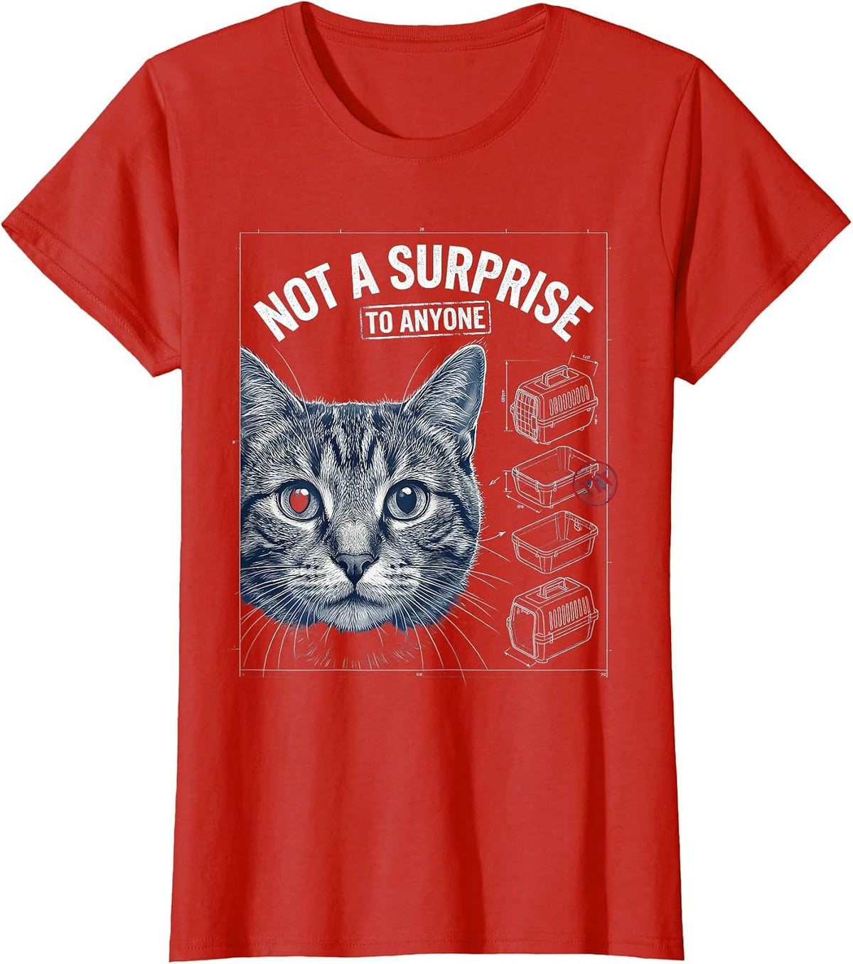 Women's Not A Surprise To Anyone Funny Gay Cat Meme Bootleg Humor T-Shirt - Red