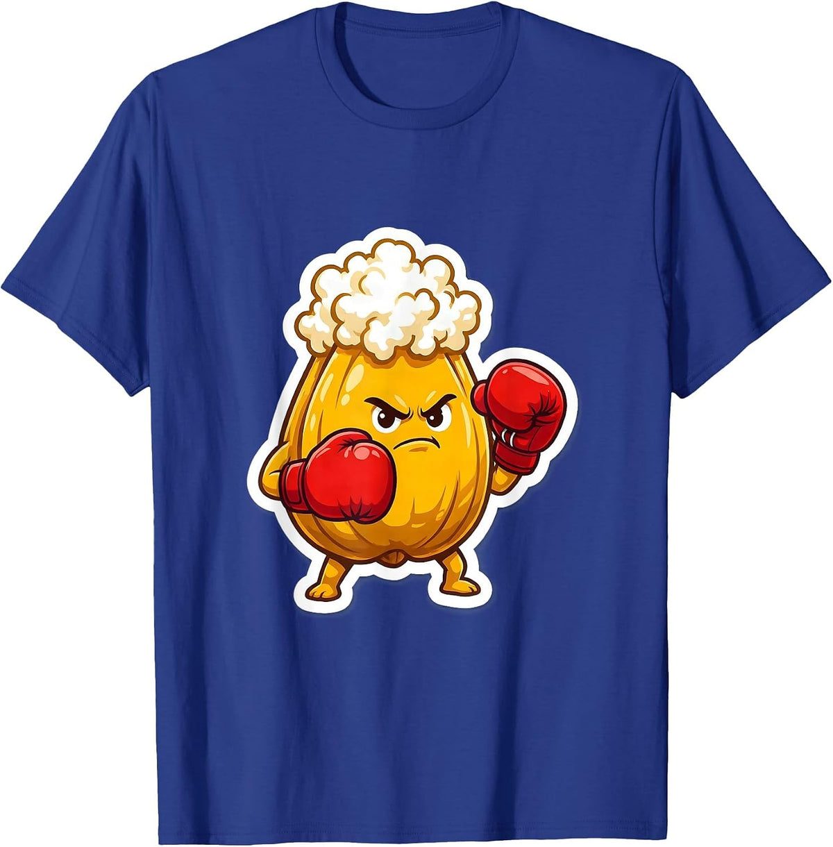 Men's Popcorn Boxer Cute Fighting Kernel Graphic T-Shirt - Royal Blue