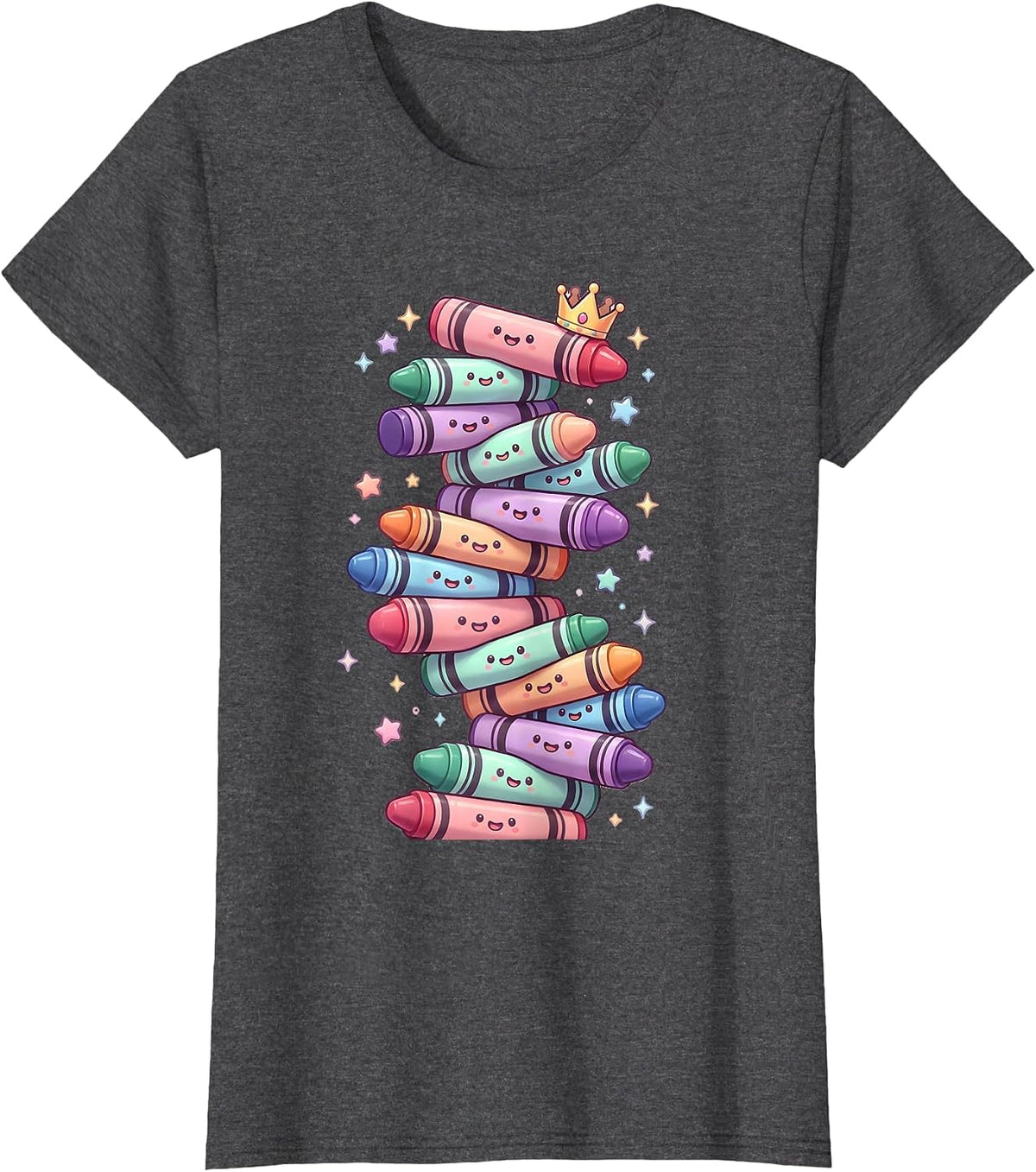 Women's Impossible Crayon Tower Stacked Sky High T-Shirt - Dark Heather Grey