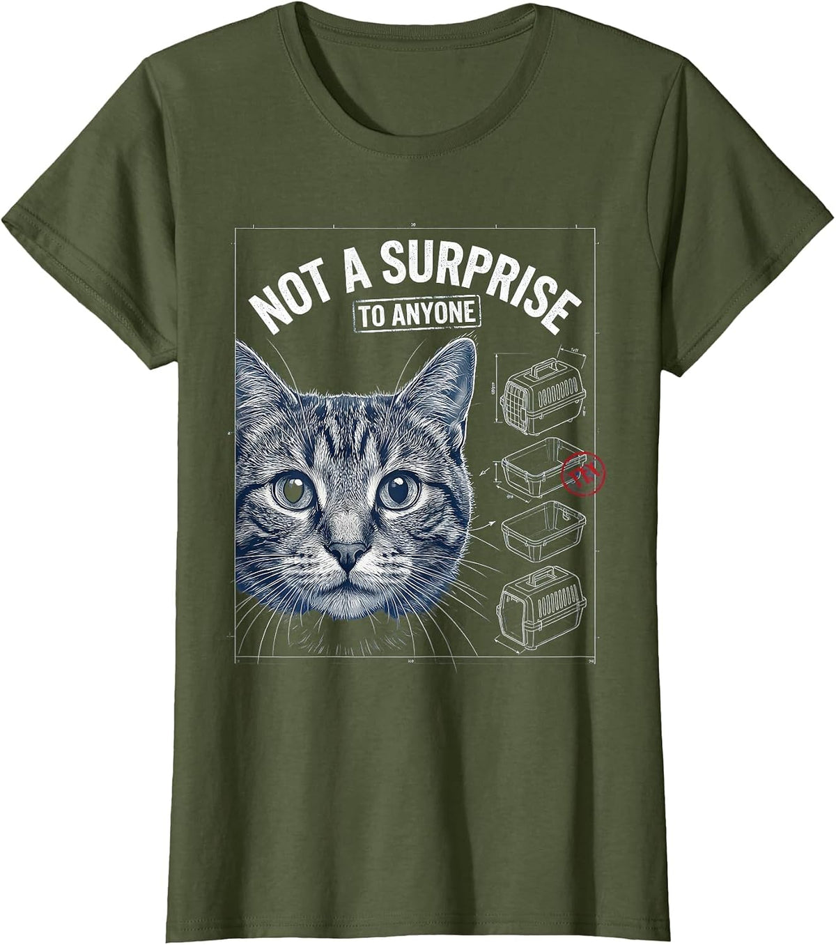 Women's Not A Surprise To Anyone Funny Gay Cat Meme Bootleg Humor T-Shirt - Olive Green