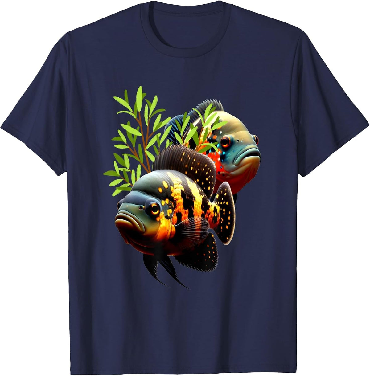 Oscar Cichlid Fish Tank Cichlid Lovers Breeders Design T-Shirt - Navy Blue