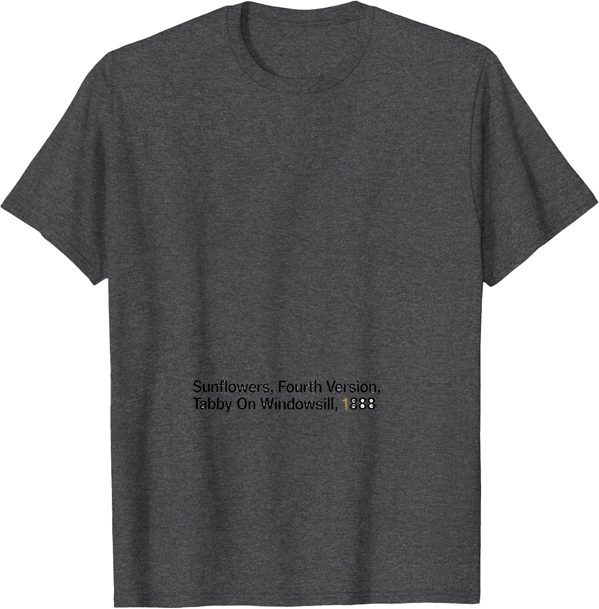 Men's Sunflowers, Fourth Version, Tabby On Windowsill, 1888 T-Shirt - Dark Heather Grey