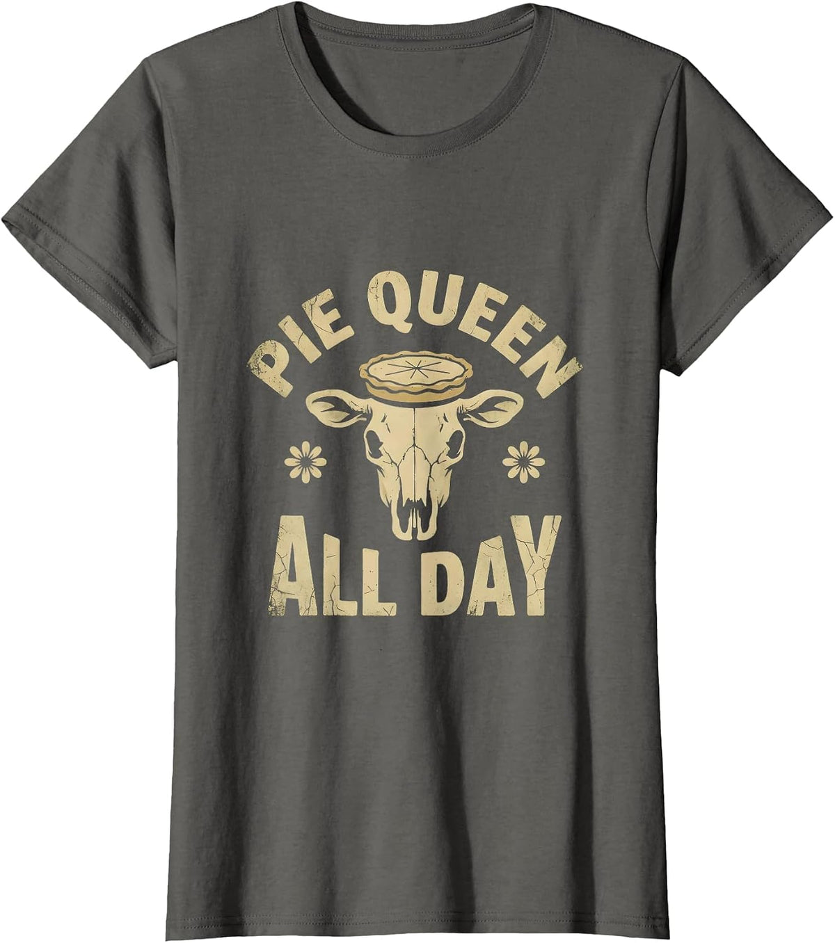 Women's Pie Queen All Day Thanksgiving Design T-Shirt - Asphalt Grey