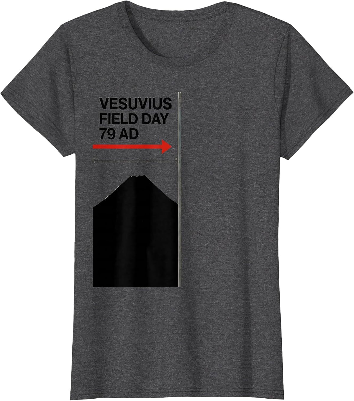 Women's Vesuvius Field Day 79 AD Funny History Buff Volcanology T-Shirt - Dark Heather Grey