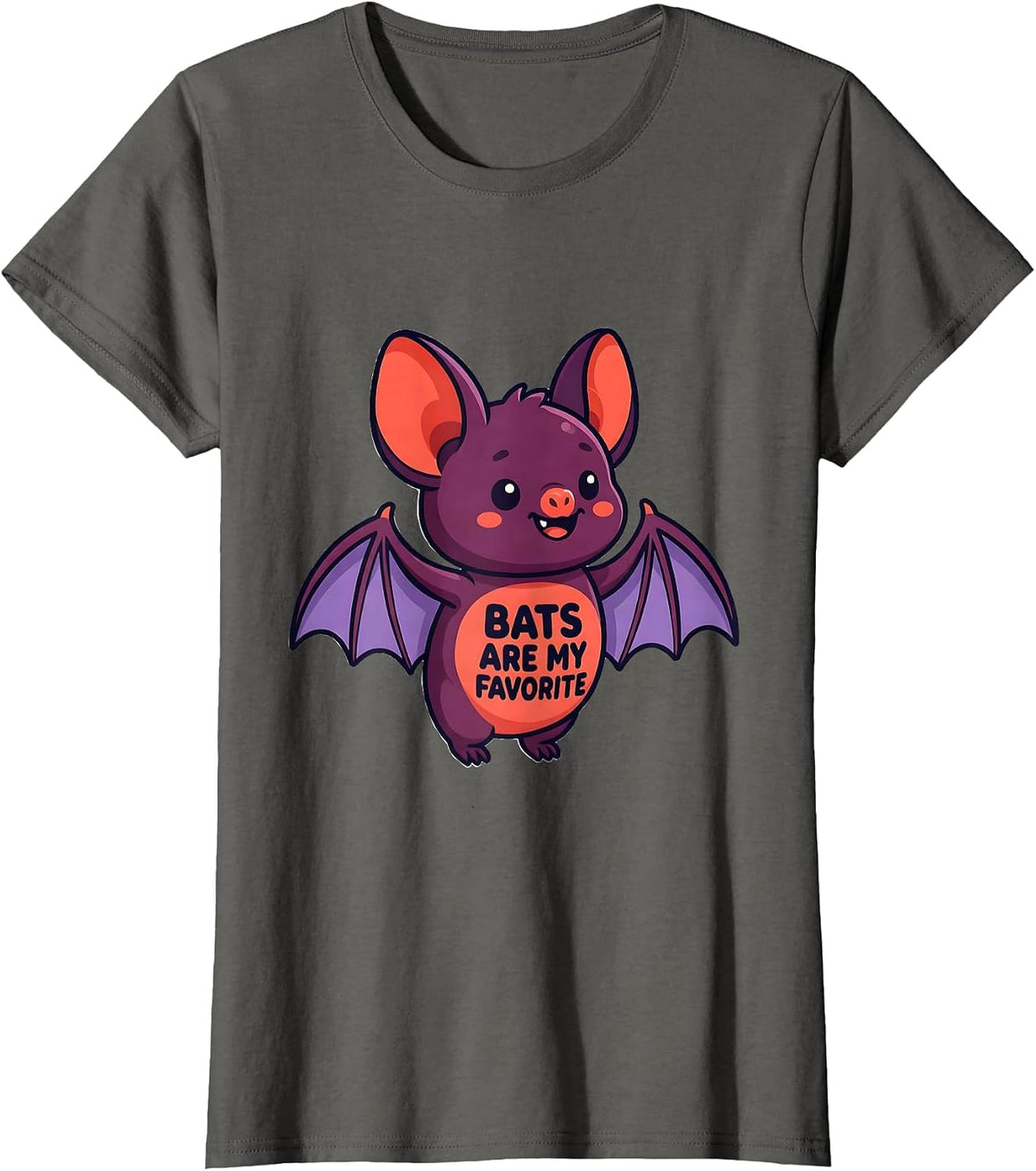 Women's Bats Are My Favorite Cute Kawaii Bat Lover Wildlife Humor T-Shirt - Asphalt Grey