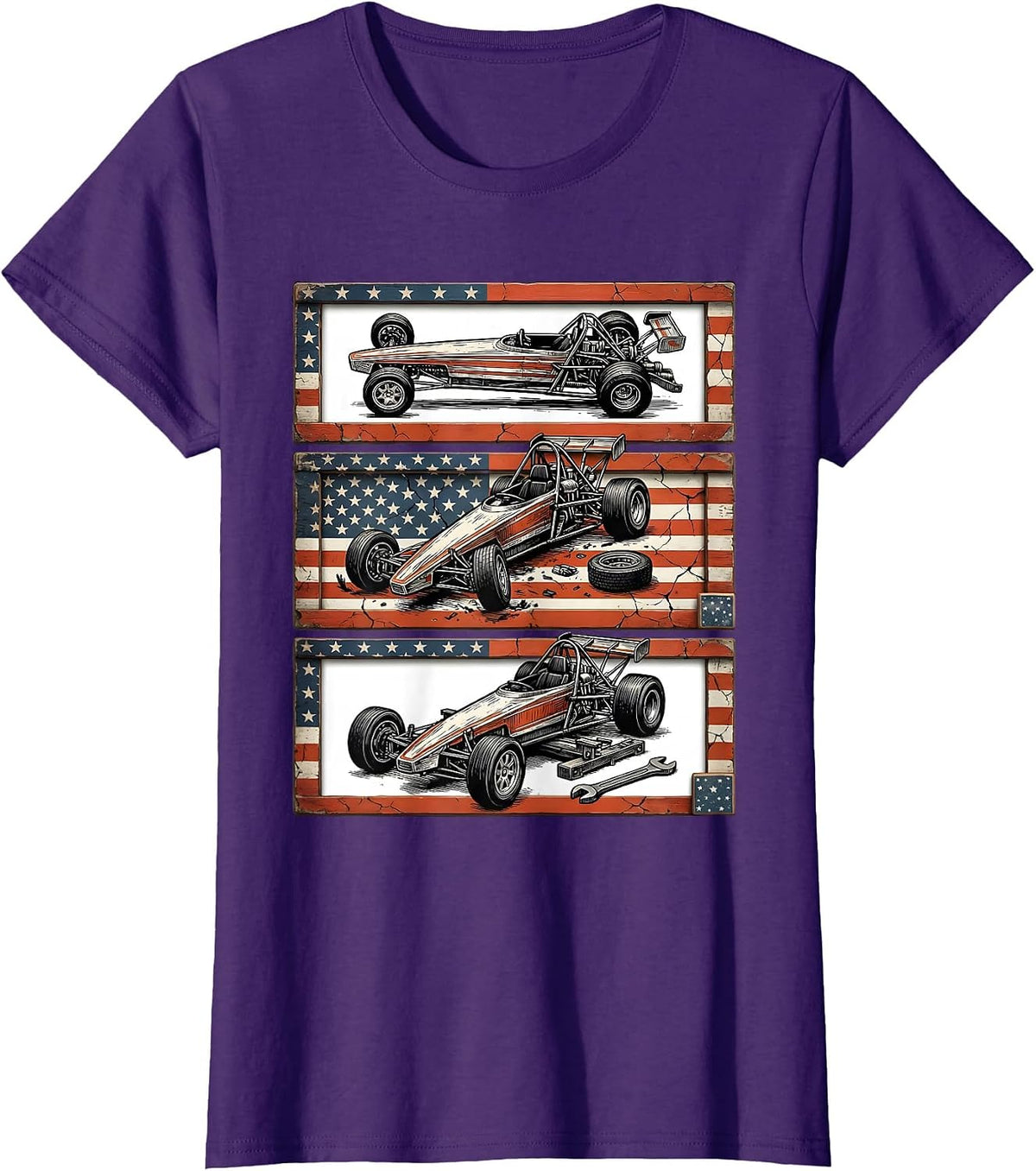 Women's RC Dragster Chassis Repair Patriotic Hobbyist Gift T-Shirt - Purple