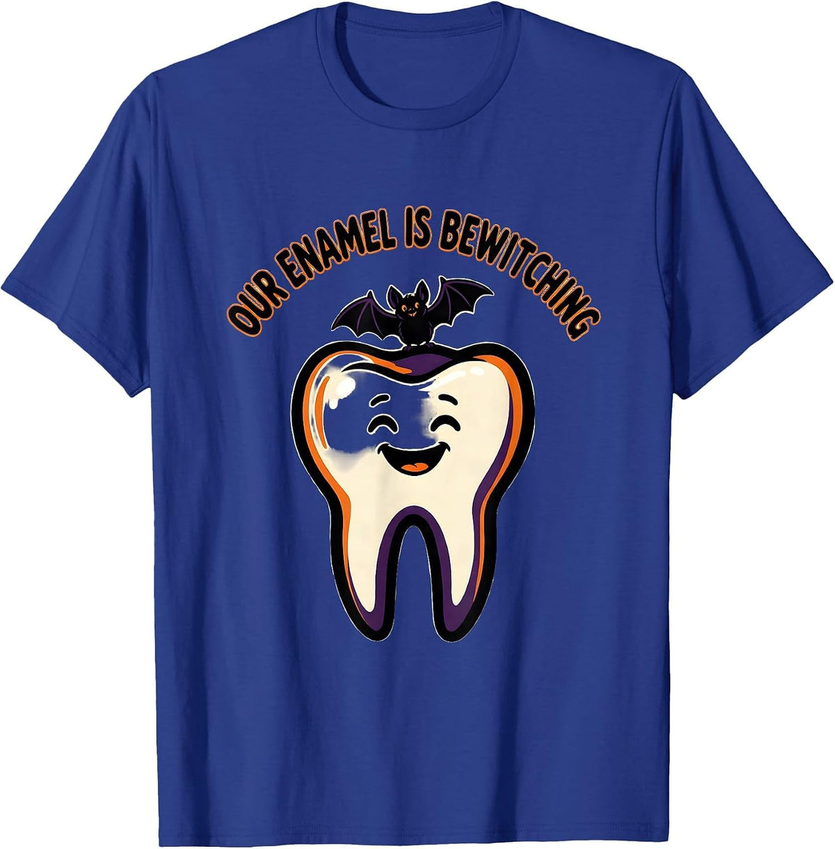 Our Enamel Is Bewitching Cartoon Dental Squad Halloween T-Shirt - Royal Blue