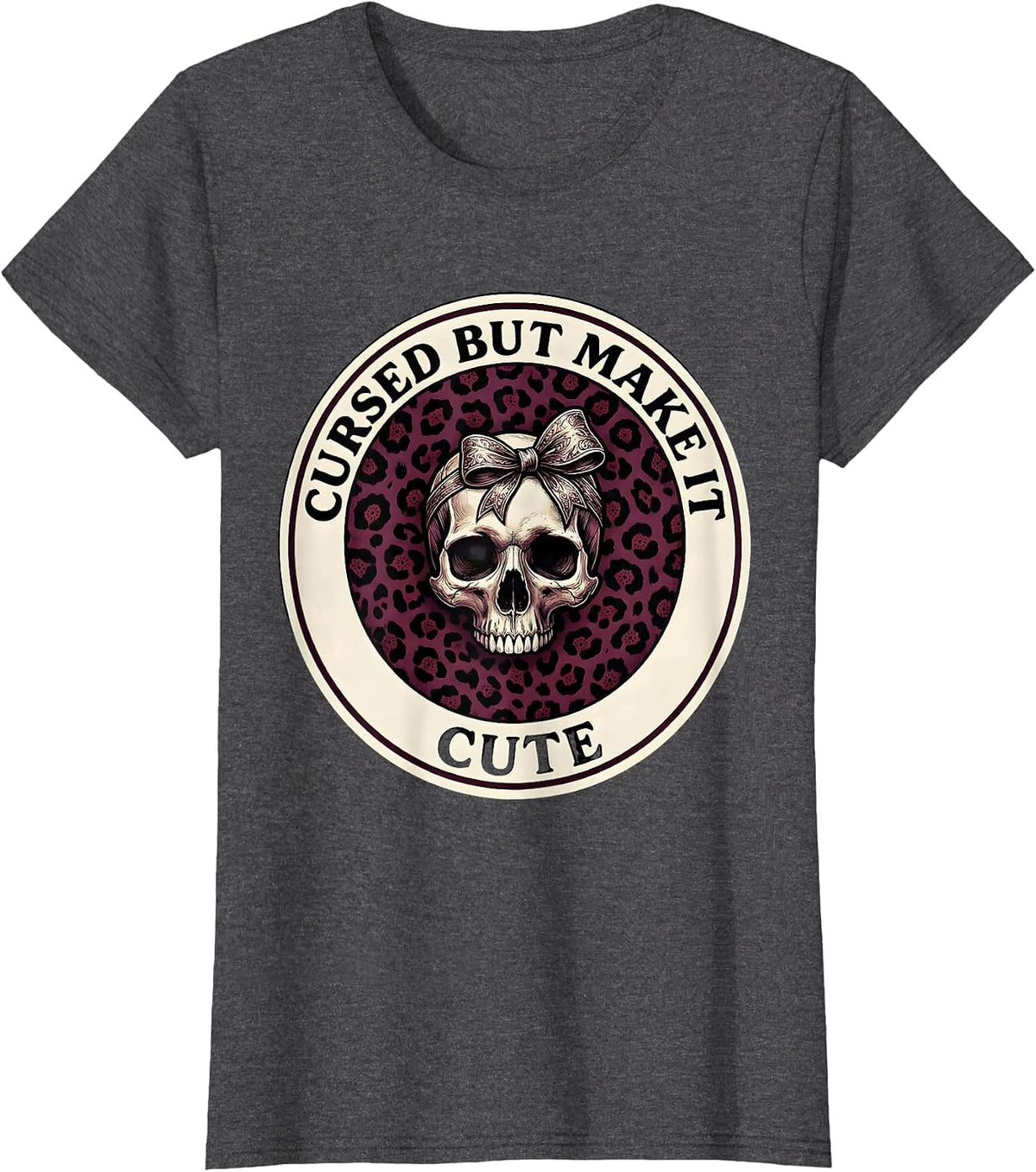 Women's Cursed But Make It Cute Goth Aesthetic Design T-Shirt - Dark Heather Grey