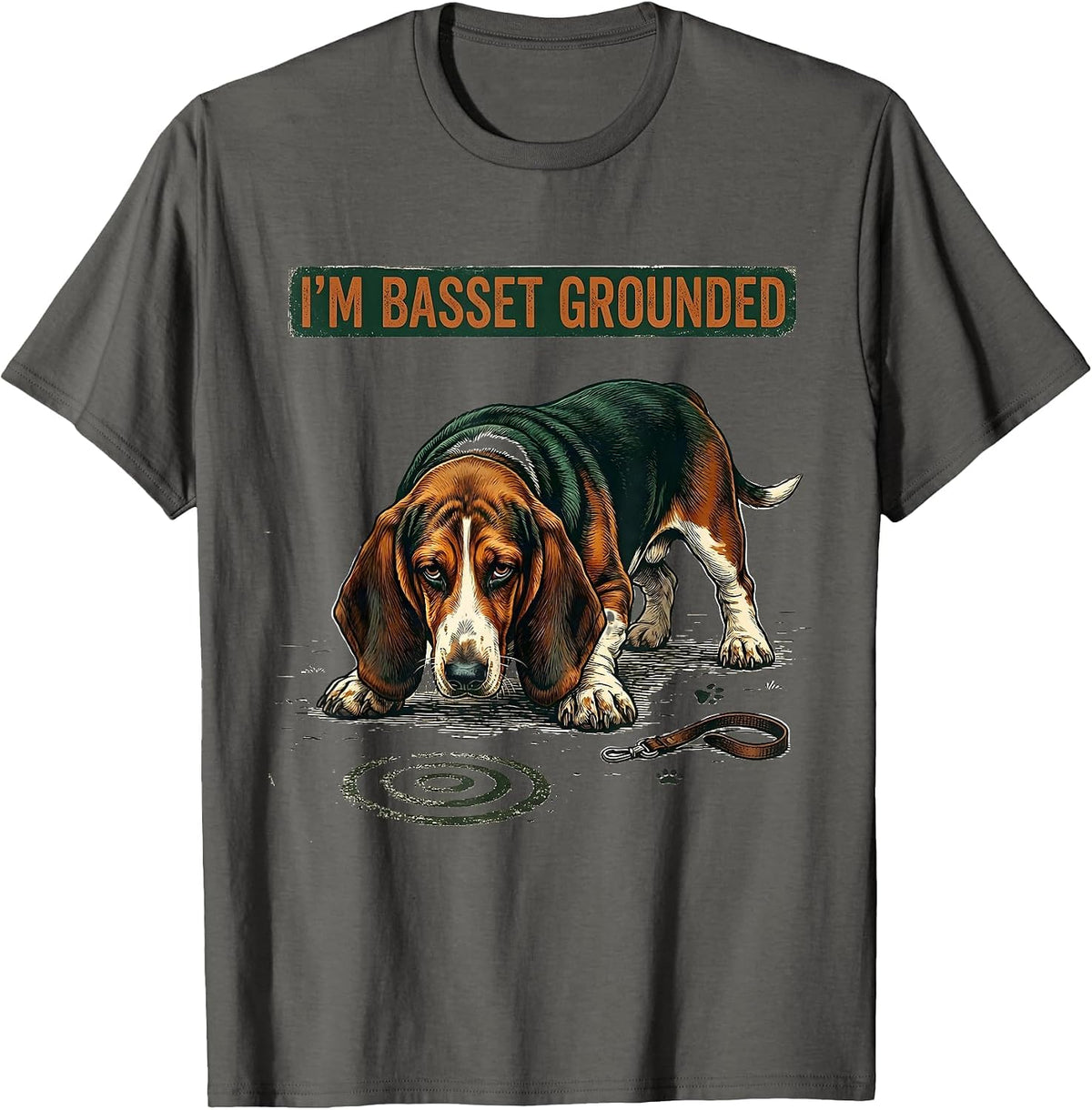 I'm Basset Grounded Vintage Funny Basset Hound Dog Lover T-Shirt - Asphalt Grey