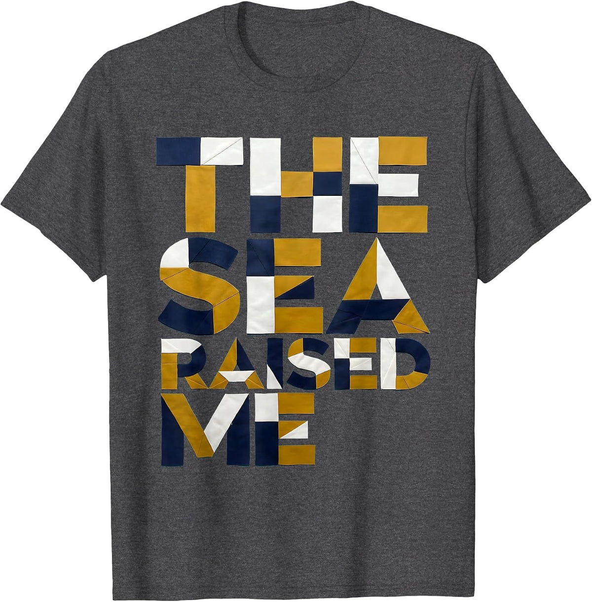 Men's The Sea Raised Me Pirate Ocean Design T-Shirt - Dark Heather Grey