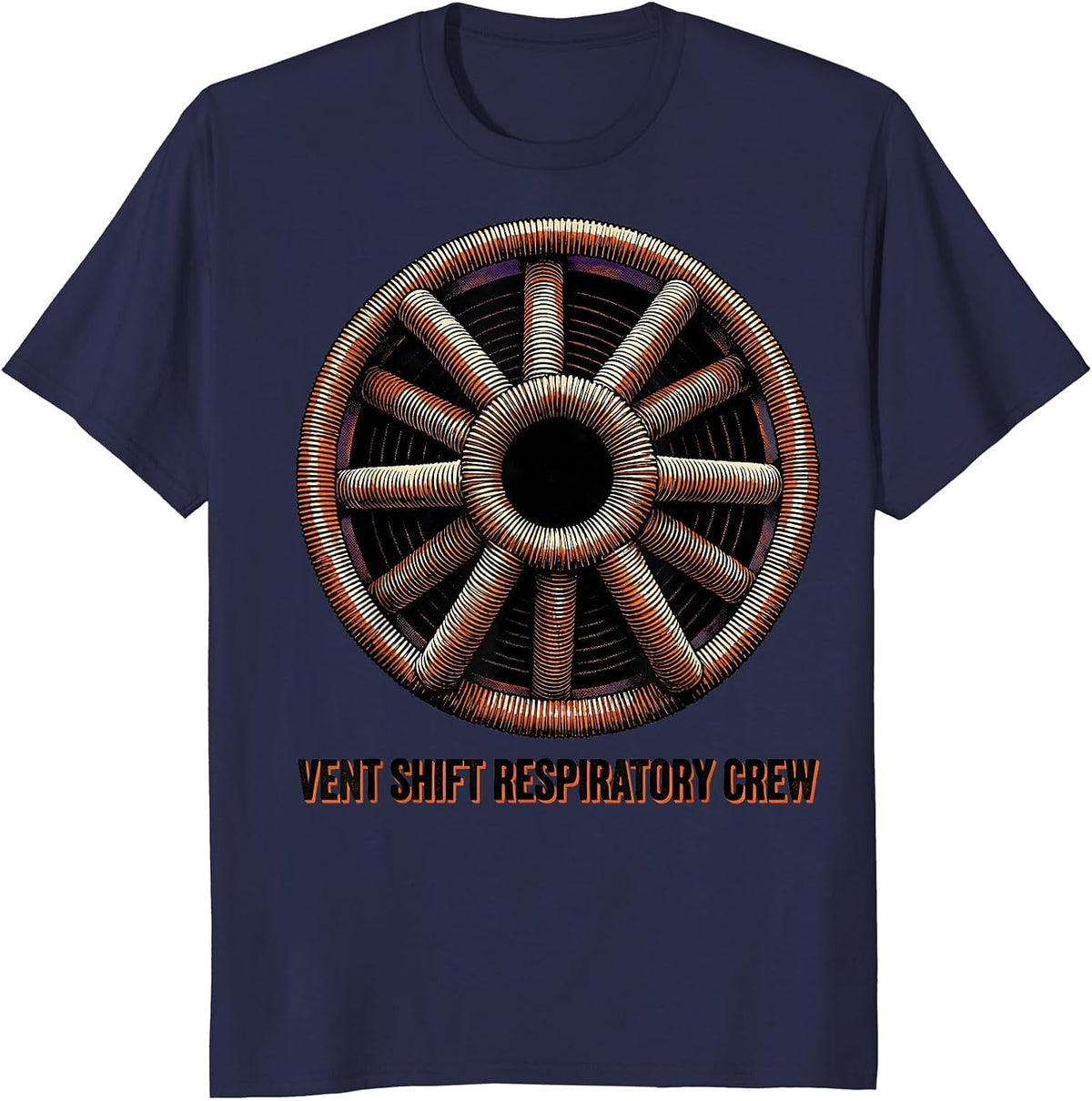 Vent Shift Respiratory Crew Halloween RT Crew Humor T-Shirt - Navy Blue