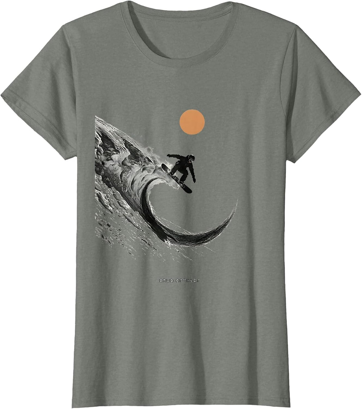Women's Crud Optimist Funny Snowboarder Winter Humor Gift T-Shirt - Olive Heather