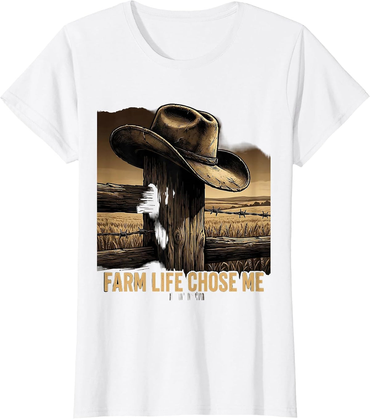 Women's Farm Life Chose Me Country Living Design T-Shirt - White
