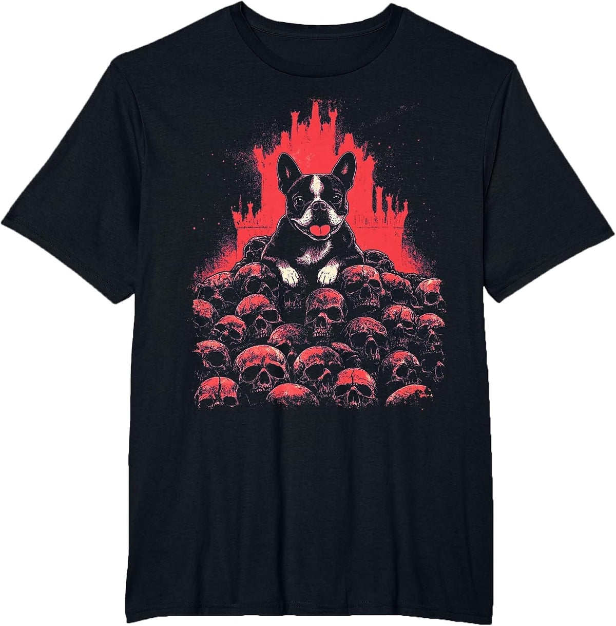 Boston Terrier Dog Skeleton Goth T-Shirt - Black