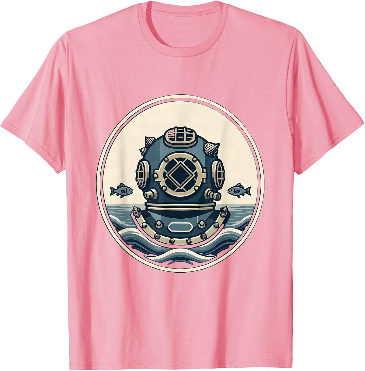 Men's Barnacle Diving Helmet Nautical Ocean Art T-Shirt - Pink