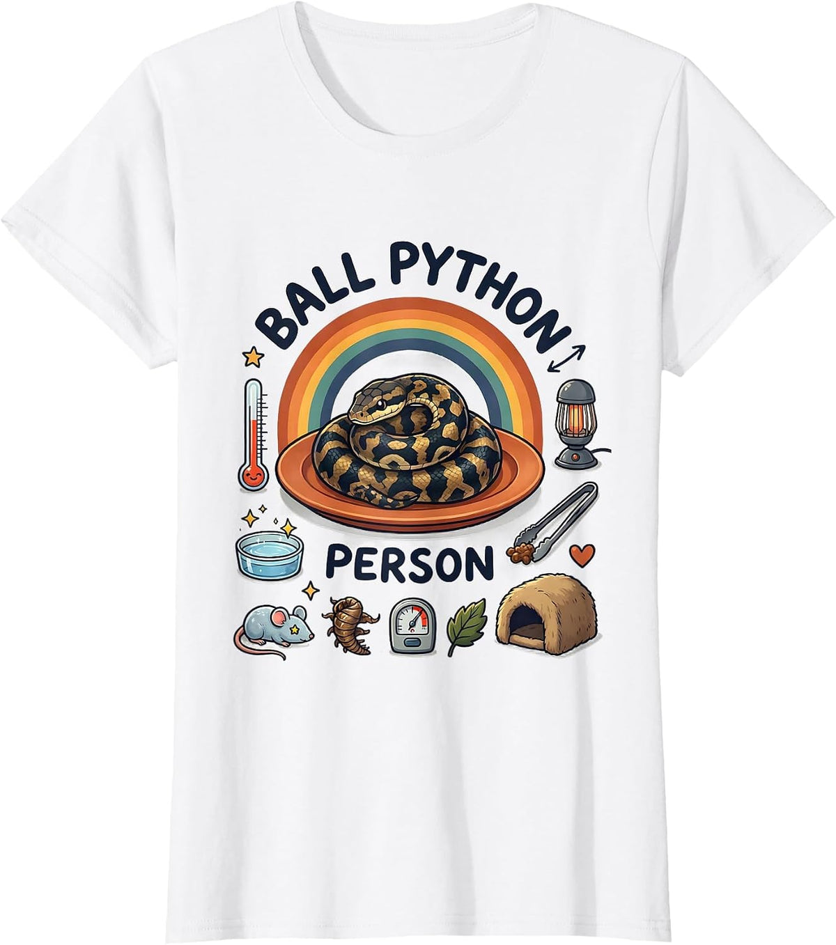 Ball Python Person Kawaii Snake Lover Reptile Humor T-Shirt - White