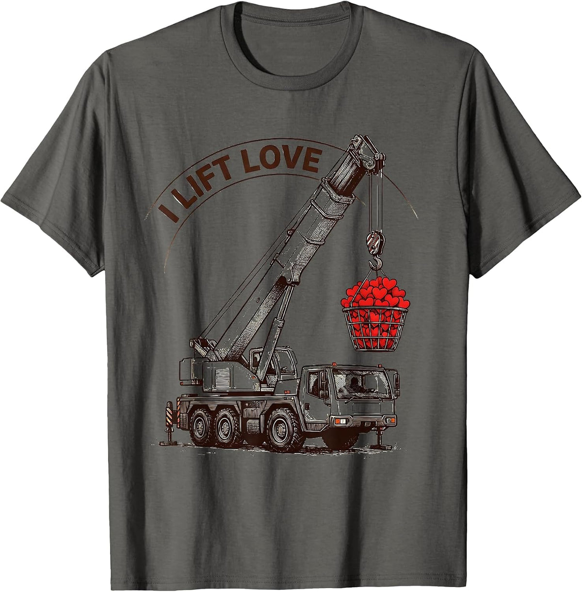 Men's I Lift Love Funny Toddler Boy Valentine Day Vehicle Humor T-Shirt - Asphalt Grey