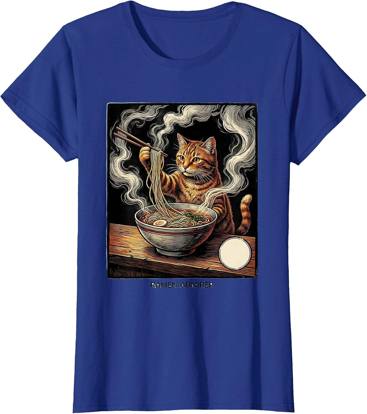 Women's Ramen Admirer Funny Cat Ramen Japanese Anime Kawaii Gifts T-Shirt - Royal Blue
