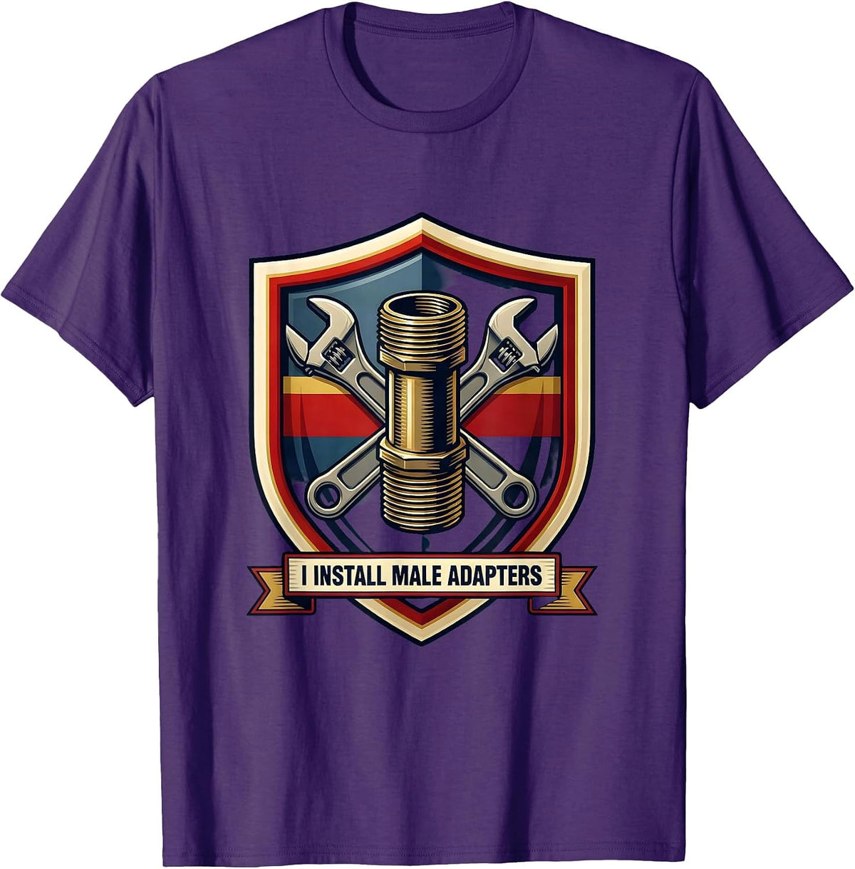 Men's I Install Male Adapters Funny Plumber Pipefitter Occupation T-Shirt - Purple
