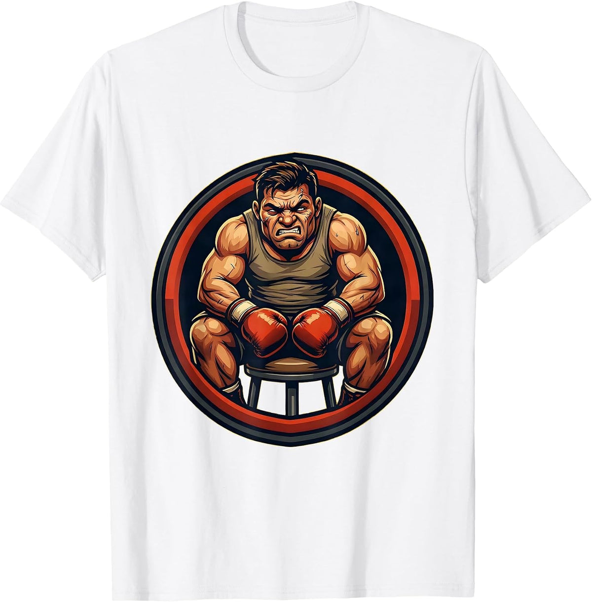 Men's Boxer Corner Stool Between Rounds Graphic T-Shirt - White