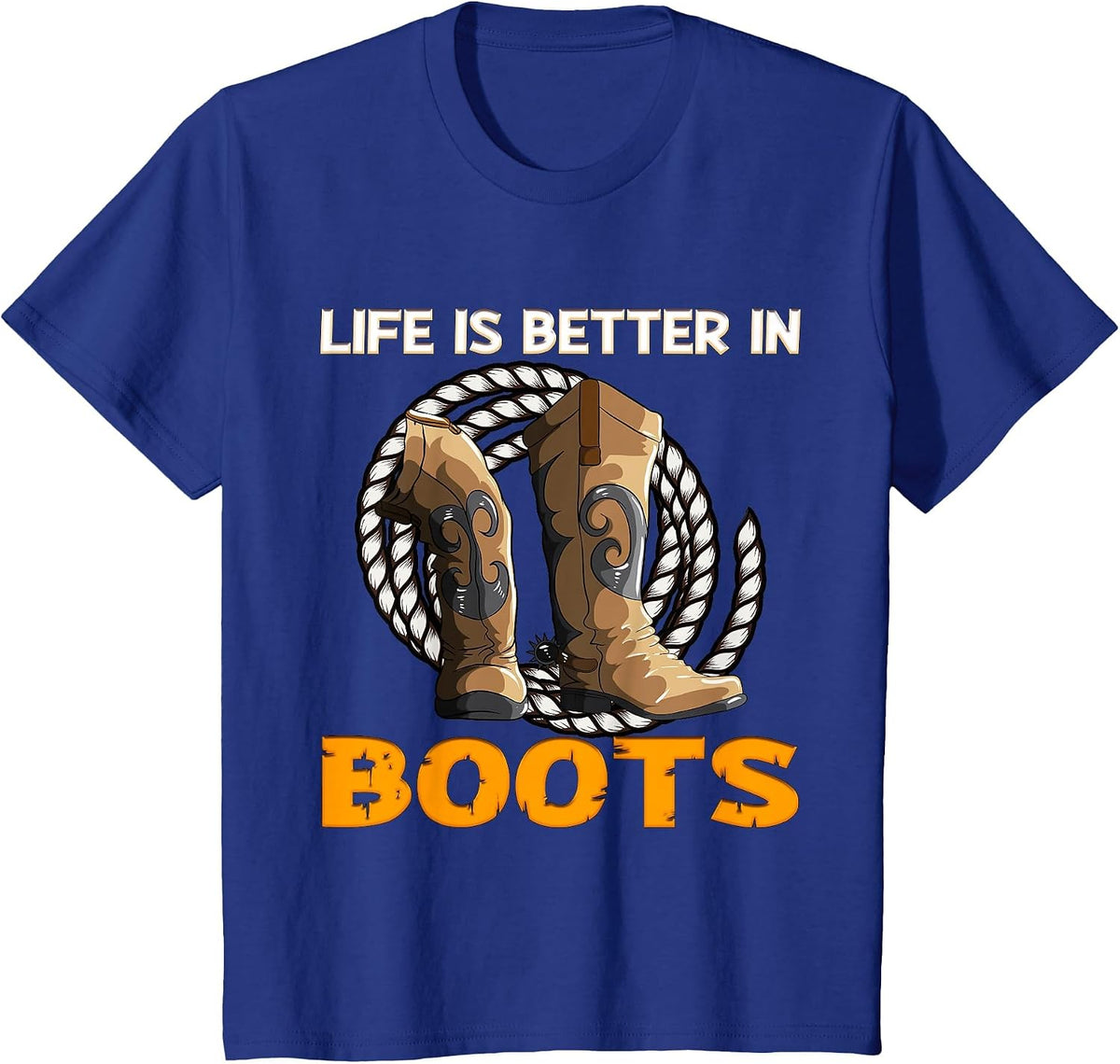 Life is Better in Boots Herd Animals Cowboy Boots T-Shirt - Royal Blue