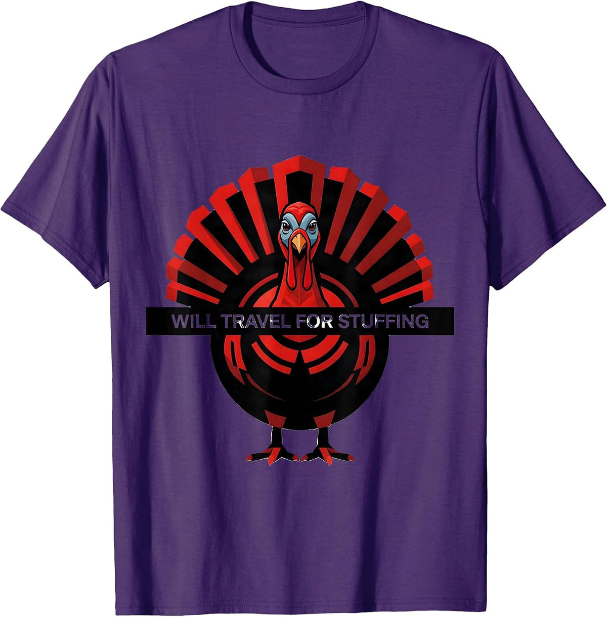 Will Travel For Stuffing Funny Thanksgiving Design T-Shirt - Purple