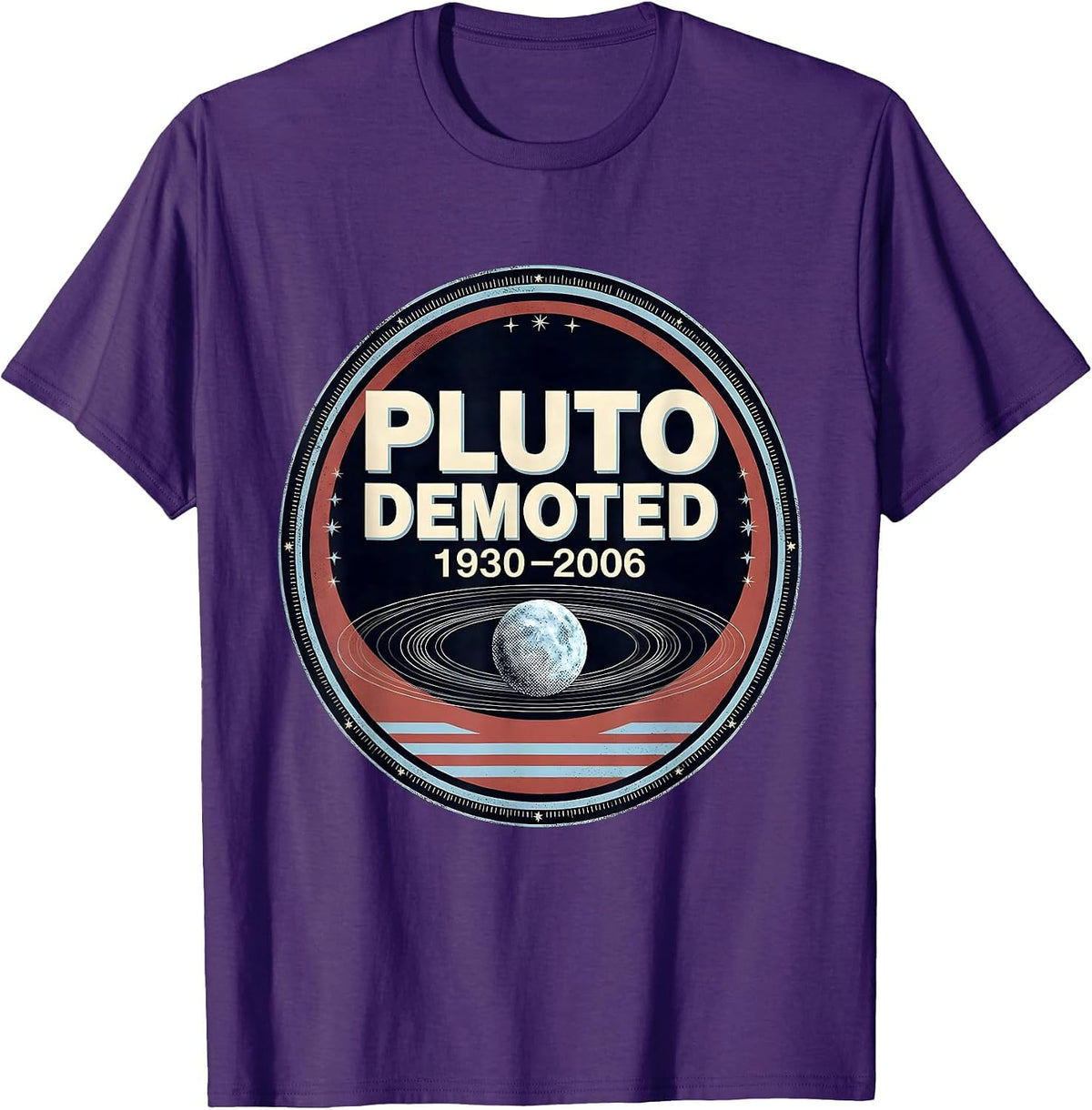 Men's Pluto, Demoted 1930–2006 Funny Retro Space Science Humor T-Shirt - Purple