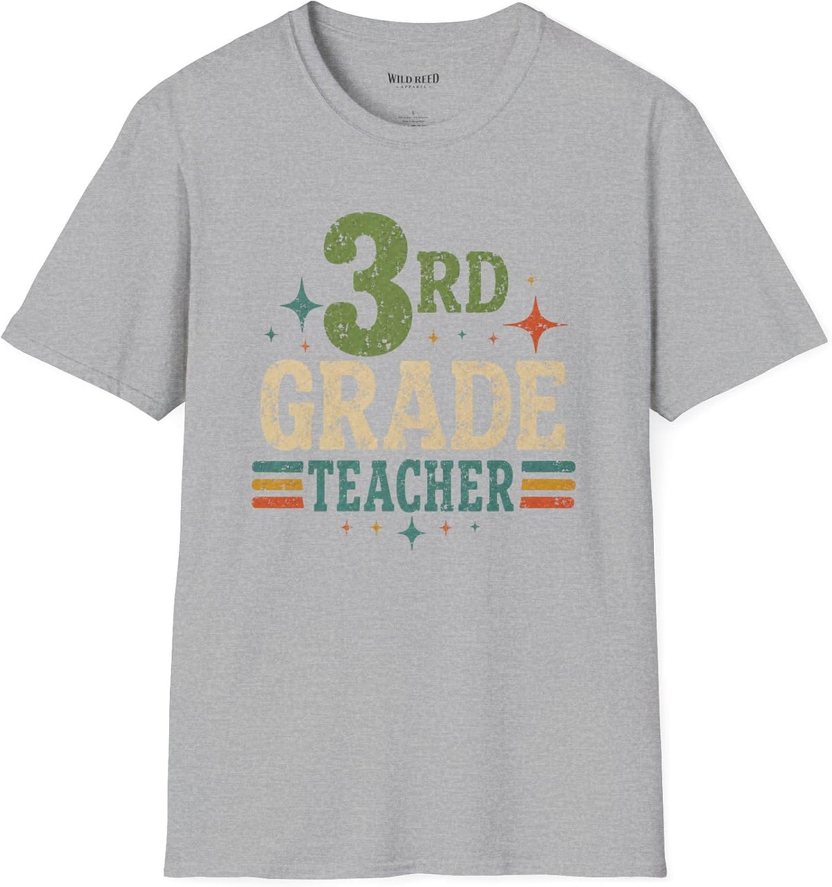 3rd Grade Teacher Shirt, Retro Teacher Tee, Third Grade Teacher Gift, Back to School Shirt - Sport Grey