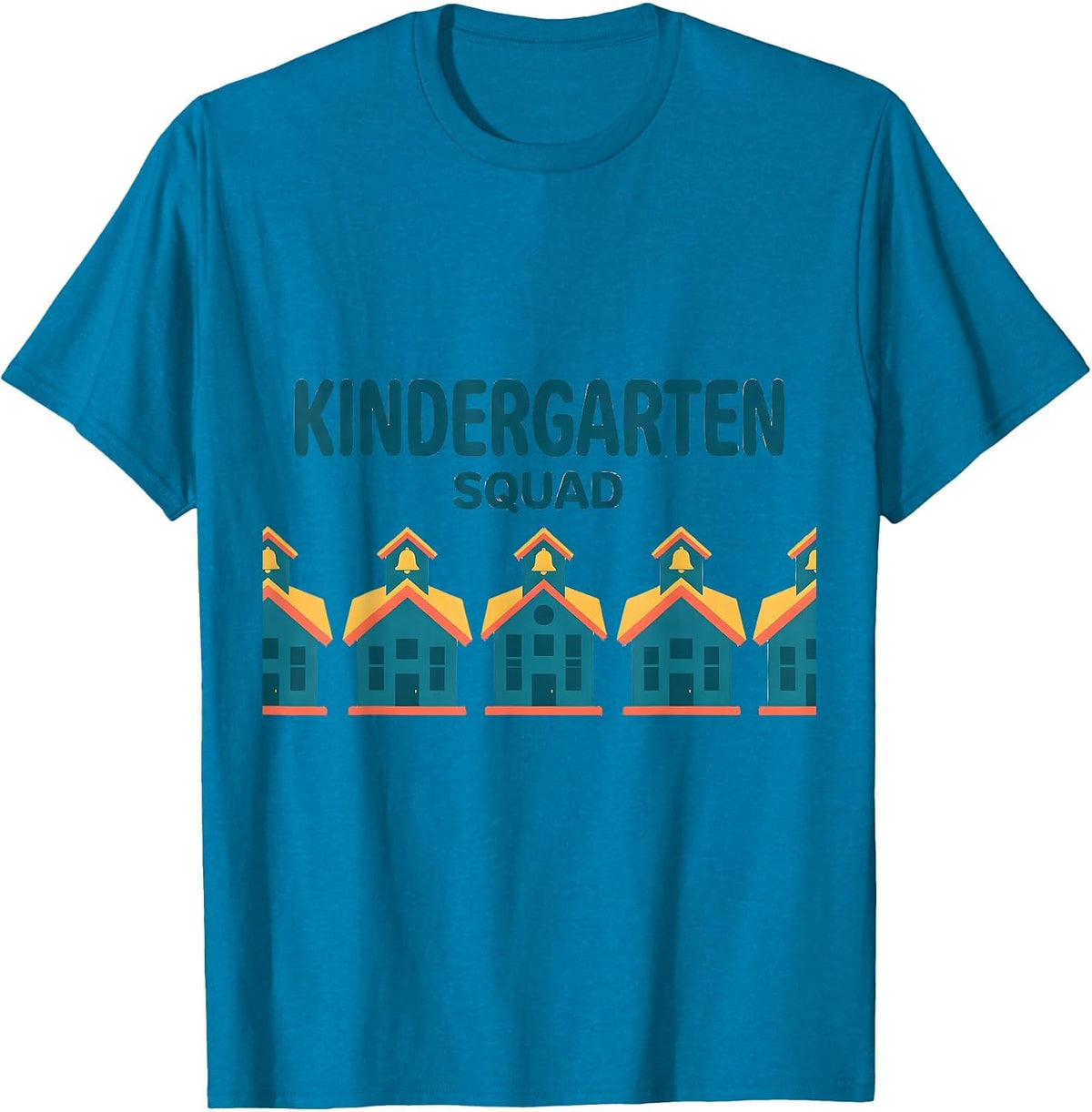 Kindergarten Squad Funny Grade-Level Teacher Crew Back T-Shirt - Sapphire Blue