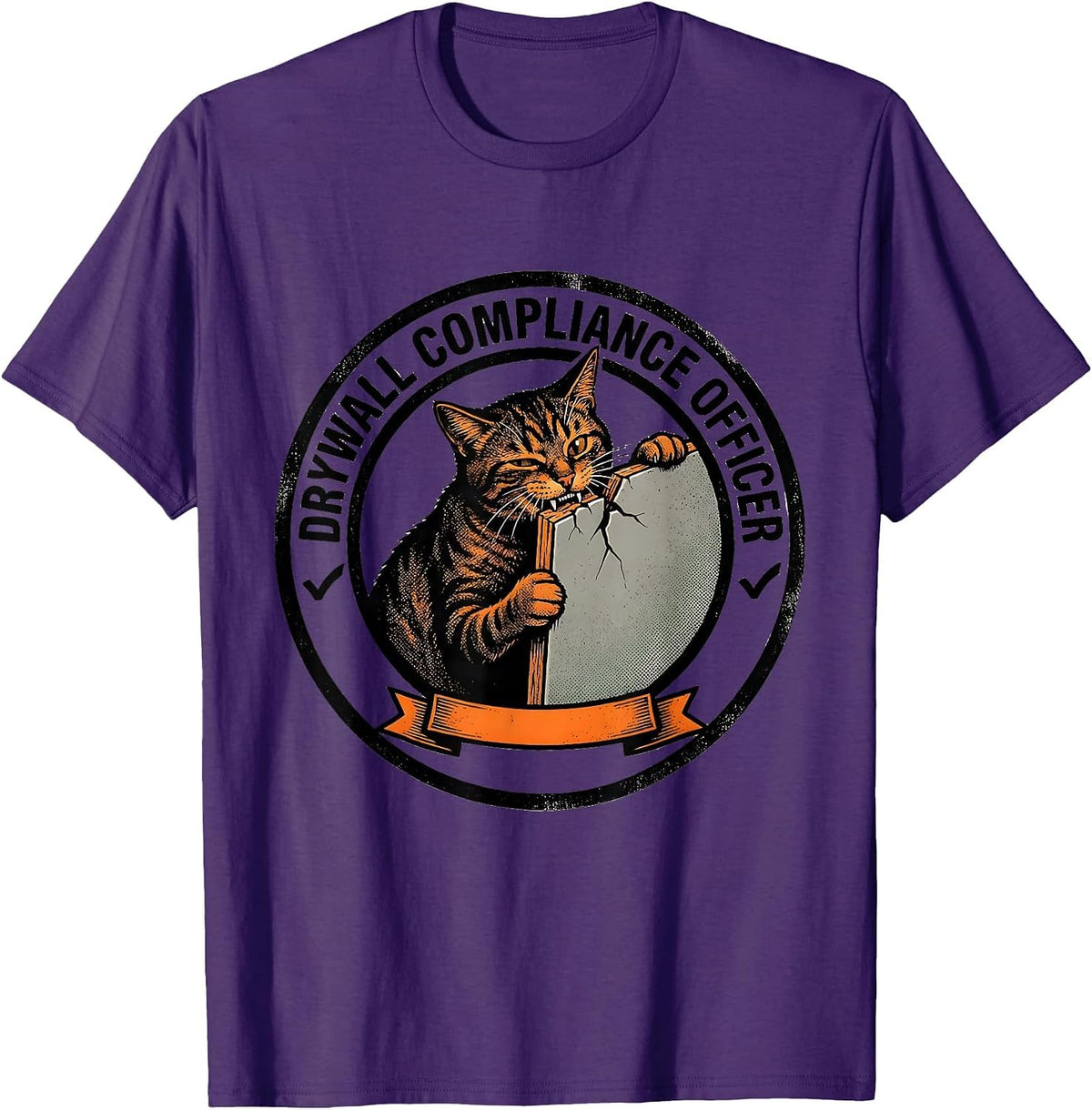 Drywall Compliance Officer Funny Cat Meme Bootleg Humor T-Shirt - Purple