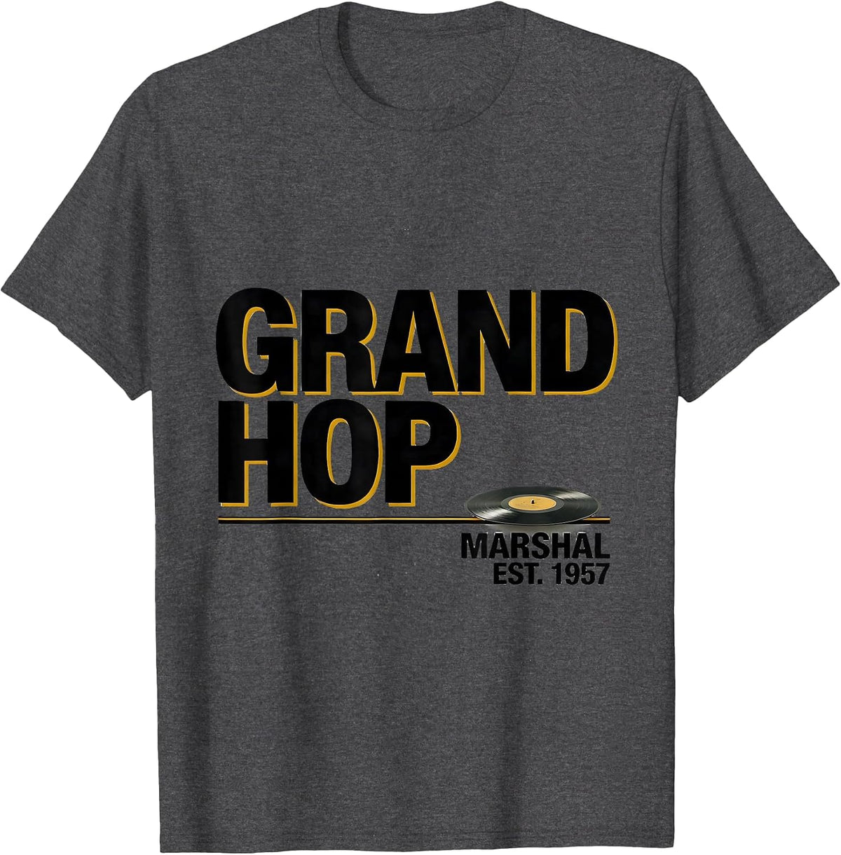 Men's Grand Hop Marshal Est 1957 Retro 50s Sock Hop Rockabilly T-Shirt - Dark Heather Grey