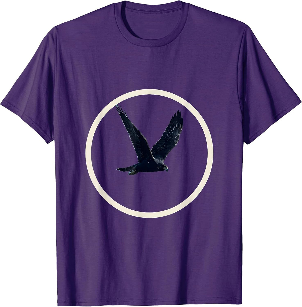 Men's Falcon Diving Through Open Blue Sky Illustration T-Shirt - Purple