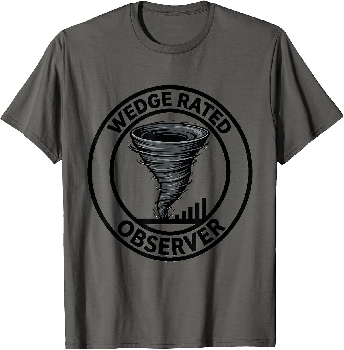 Men's Wedge Rated Observer Funny Storm Chaser Tornado Enthusiast T-Shirt - Asphalt Grey