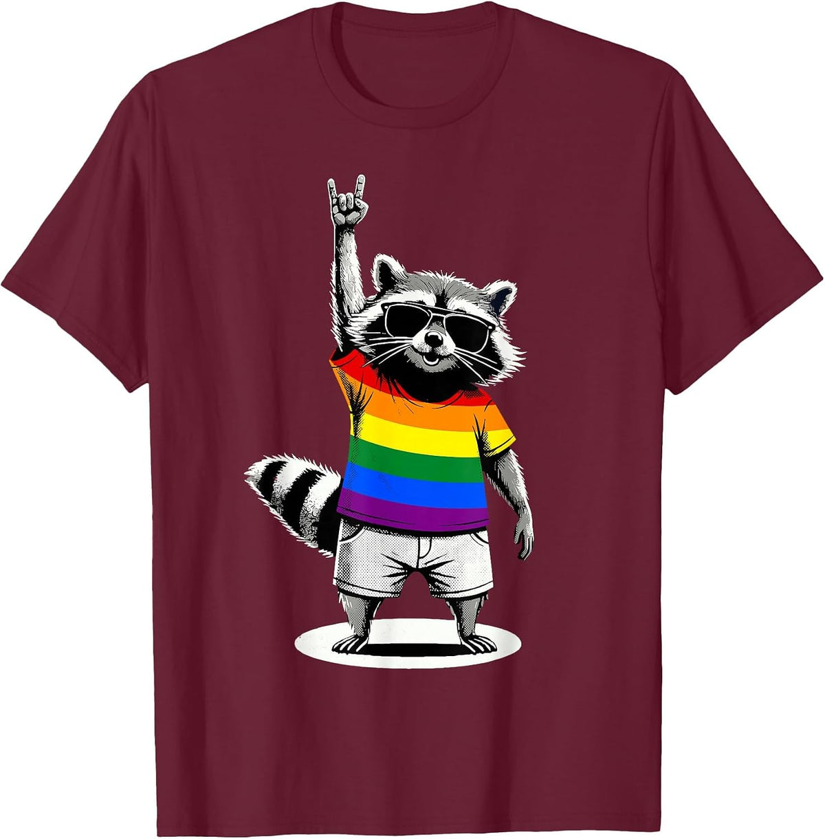 Raccoon LGBTQ Pride Month T-Shirt - Burgundy