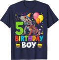 5th Birthday Boy Bearded Dragon 5 Years Old Bday Party T-Shirt - Navy Blue
