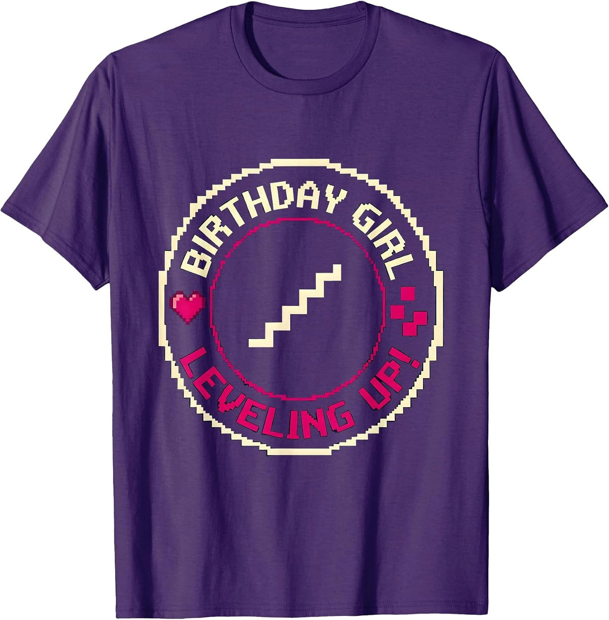Men's Birthday Girl Leveling Up! Pixel Art Gamer Birthday Girl T-Shirt - Purple