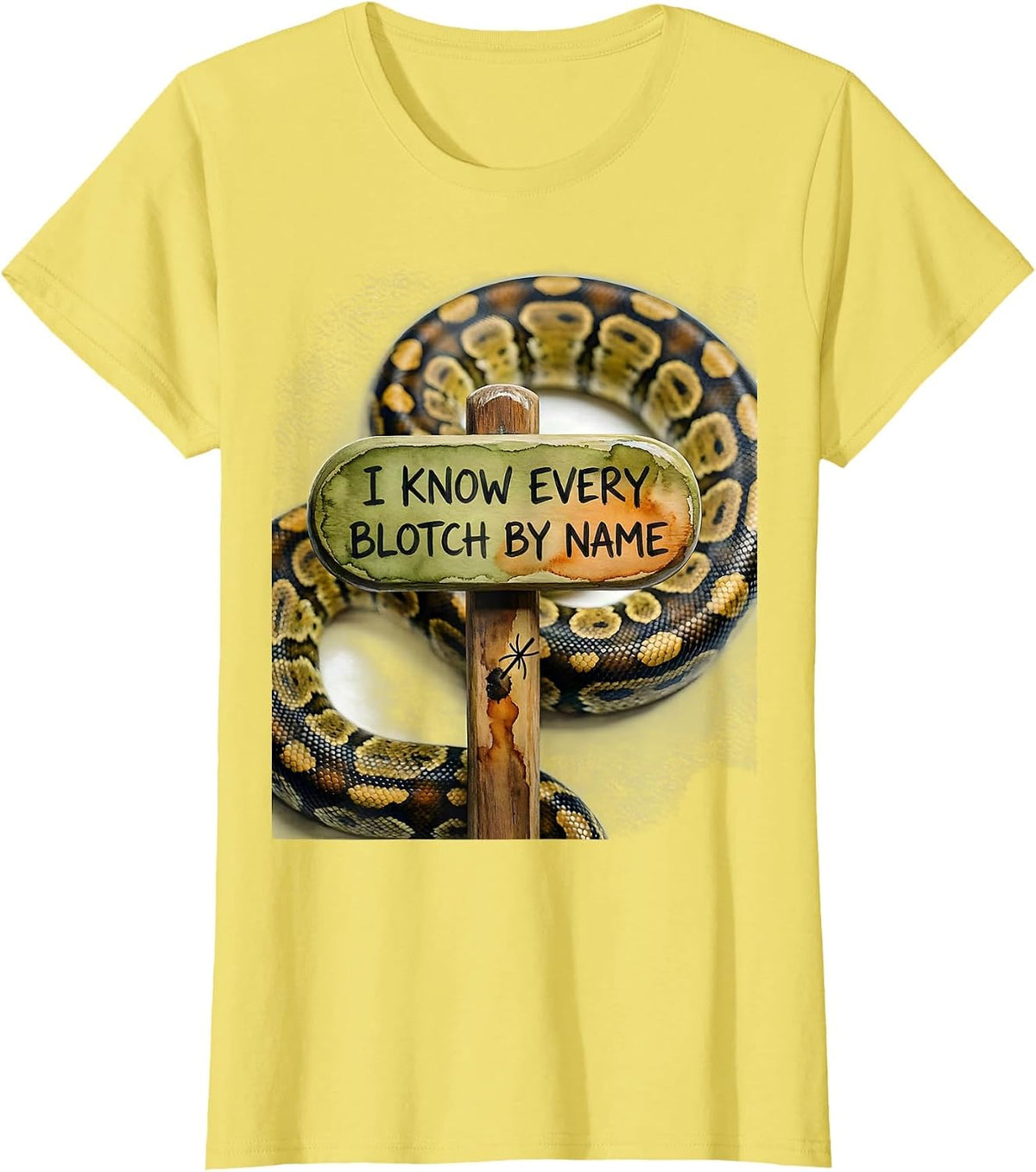 I Know Every Blotch By Name Funny Ball Python Reptile Lover T-Shirt - Lemon Yellow