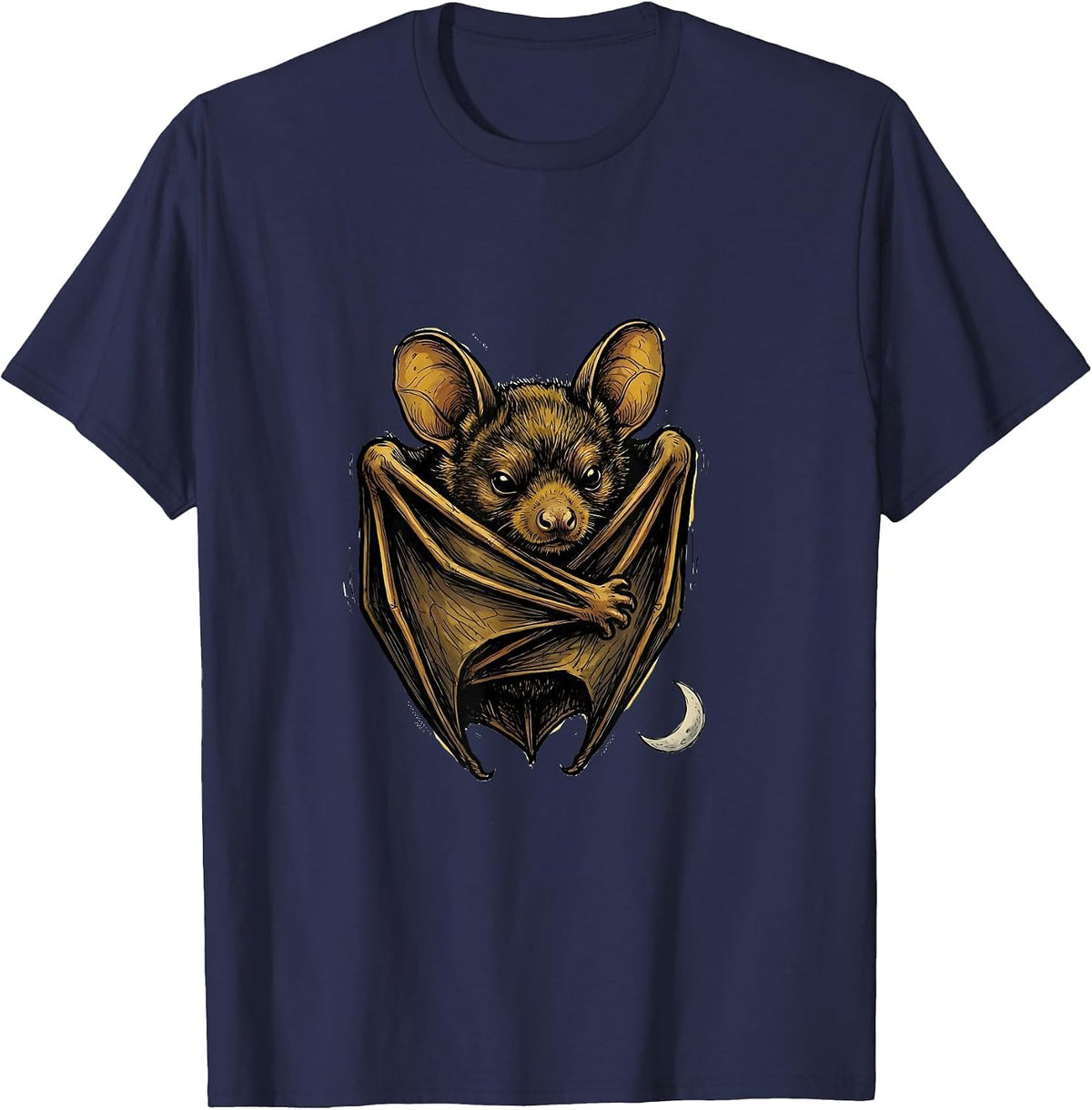 Bat Hug Self Embrace Cute Bat Lover Halloween Nature T-Shirt - Navy Blue