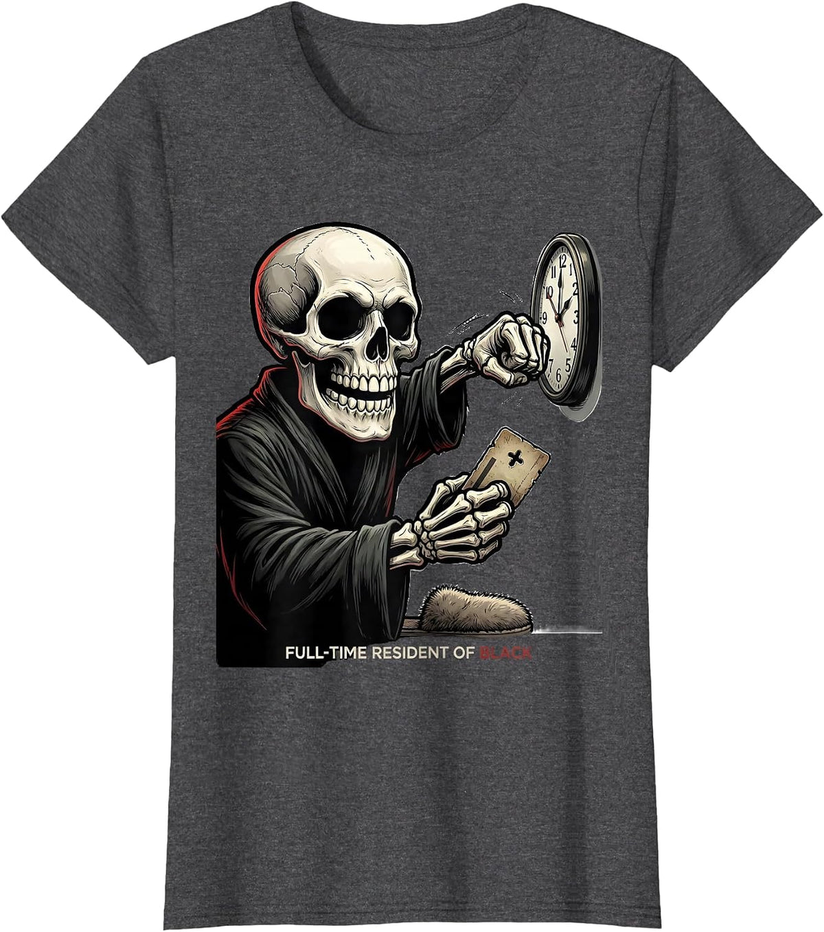 Women's Full-Time Resident Of Black Cartoon Goth Alt Y2K Grunge T-Shirt - Dark Heather Grey