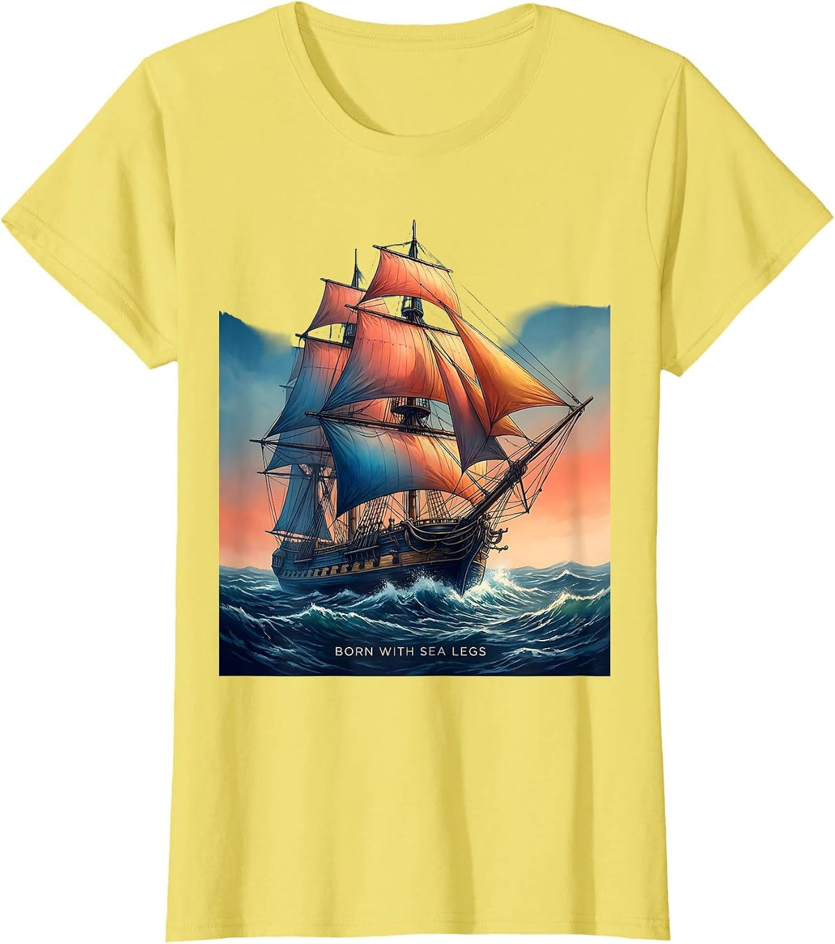 Born With Sea Legs Sailor Graphic Design T-Shirt - Lemon Yellow